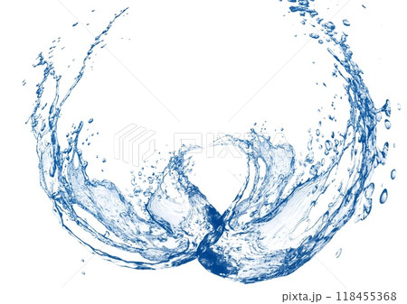 青い水しぶきの輪と白背景 118455368