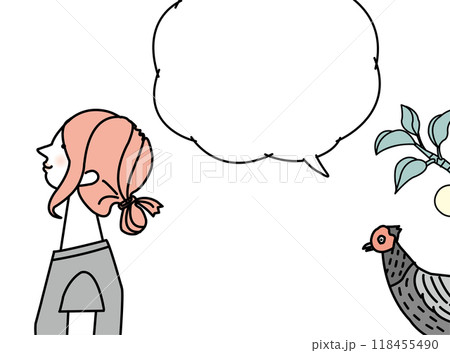鳥とかわいい女の子のイラスト 鳥とかわいい女の子のイラスト 118455490