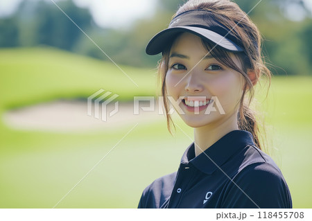 ゴルフが趣味の若い女性 118455708
