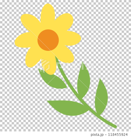 Illustration of yellow flower with green leaves for floral print, plants, tree, spring time, summer break, blossom, nature, garden, yard, park, picnic, sticker, cute patch, shirt print, brooch, pin Illustration of yellow flower with green leaves for floral print, plants, tree, spring time, summer break, blossom, nature, garden, yard, park, picnic, sticker, cute patch, shirt print, brooch, pin 118455924