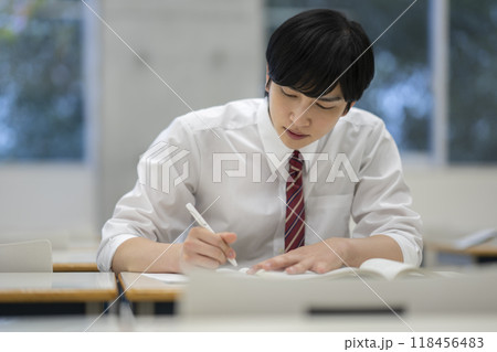 勉強する男子高校生 撮影協力:有明教育芸術短期大学 勉強する男子高校生 撮影協力:有明教育芸術短期大学 118456483