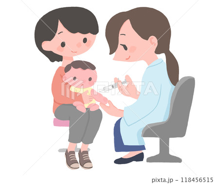 予防接種を受ける赤ちゃん 118456515