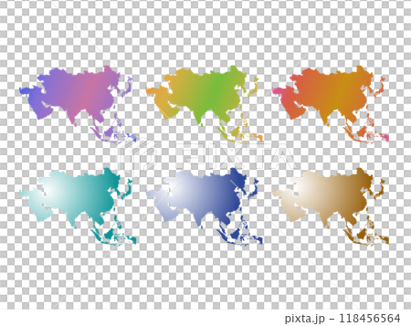 アジアの地図_グラデーションセット アジアの地図_グラデーションセット 118456564