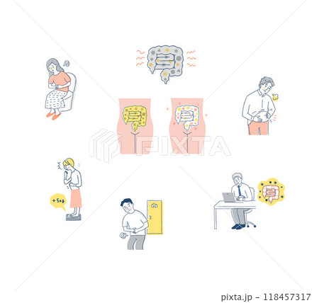 不健康な腸のイメージいろいろ セット 不健康な腸のイメージいろいろ セット 118457317
