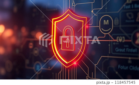Realistic internet security badge concept for bussines 118457545
