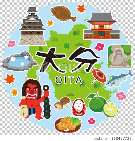 大分　旅行　観光名所　名産品　素材 118457722