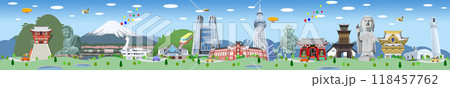 関東エリア観光地街並みイラスト 118457762