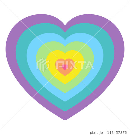 Rainbow heart for Pride Month, Valentine's card, cute sticker, decorations, love sign, heart symbol, cute patches, shirt print, brooch, February element, merchandise, mockup, logo, icon, branding, pin 118457876
