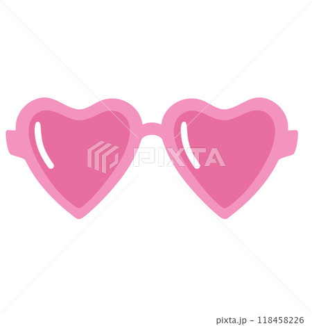 Illustration of pink heart sunglasses for hot summer, shade, women fashion, accessory, decoration, sticker, department store, online shopping, cute patches, shirt print, sunny day, picnic, beach vibe 118458226