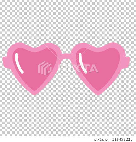 Illustration of pink heart sunglasses for hot summer, shade, women fashion, accessory, decoration, sticker, department store, online shopping, cute patches, shirt print, sunny day, picnic, beach vibe 118458226