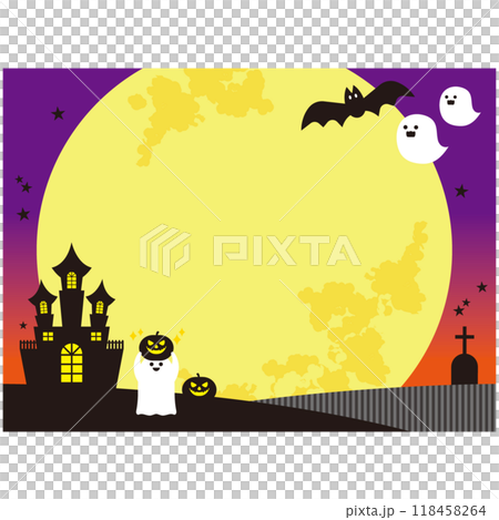 かぼちゃとおばけとお城のかわいいハロウィンフレーム かぼちゃとおばけとお城のかわいいハロウィンフレーム 118458264