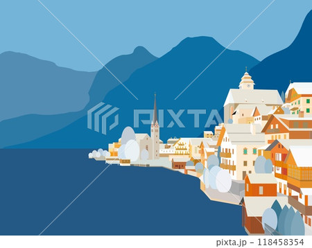 ハルシュタット hallstatt ザルツカンマ―グート salzkammergut 冬風景 ハルシュタット hallstatt ザルツカンマ―グート salzkammergut 冬風景 118458354