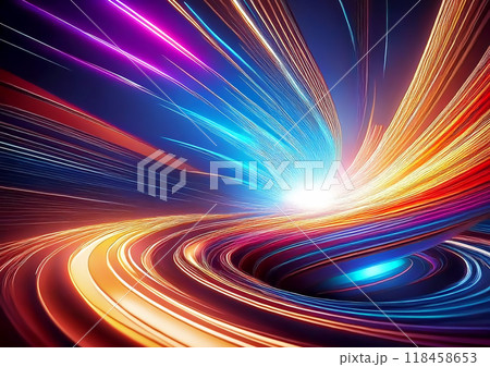 抽象的でカーブしたカラフルな光線 118458653