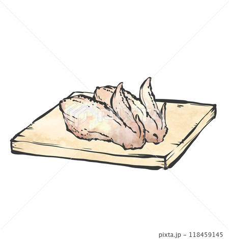 手羽先の手描き筆絵風イラスト 118459145