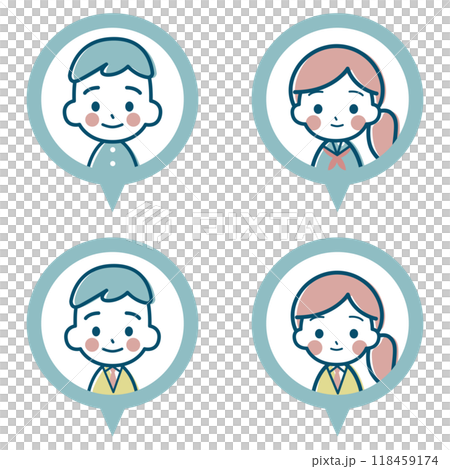 學生男性和女性簡單框架圖標 118459174