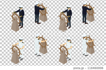 等距插圖:掌舵的水手 等距插圖:掌舵的水手 118460006