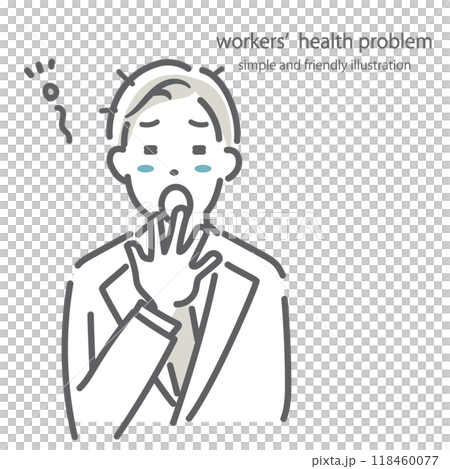 A simple and stylish line drawing of a business person who is tired from lack of sleep A simple and stylish line drawing of a business person who is tired from lack of sleep 118460077