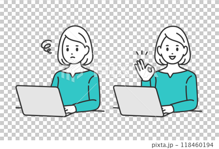 一群年輕女性看著電腦,憂心忡忡,假扮OK標誌【人物向量圖素材】 一群年輕女性看著電腦,憂心忡忡,假扮OK標誌【人物向量圖素材】 118460194