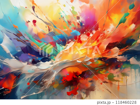 カラフルな塗料が渦巻く抽象的な背景 118460228