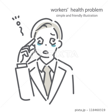 疲れでめまいを感じるビジネスパーソン シンプルでお洒落な線画イラスト 疲れでめまいを感じるビジネスパーソン シンプルでお洒落な線画イラスト 118460319