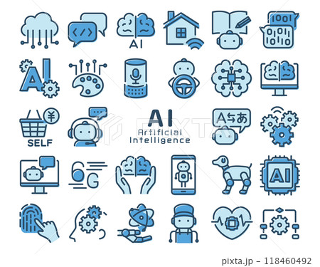 AI 人工知能 カラフルなアイコンセット AI 人工知能 カラフルなアイコンセット 118460492
