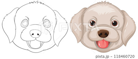 Cute Dog Illustration and Outline Cute Dog Illustration and Outline 118460720