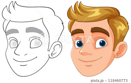Smiling Cartoon Man's Face Illustration Smiling Cartoon Man's Face Illustration 118460773