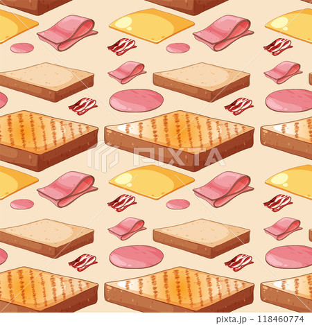 Seamless Breakfast Sandwich Pattern Seamless Breakfast Sandwich Pattern 118460774