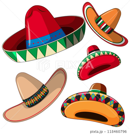 Colorful Mexican Sombrero Collection 118460796