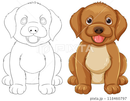 Cute Puppy Illustration and Outline 118460797