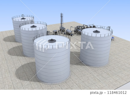 oil refinery, chemical production, waste processing plant, exterior visualization, 3D illustration, cg oil refinery, chemical production, waste processing plant, exterior visualization, 3D illustration, cg 118461012