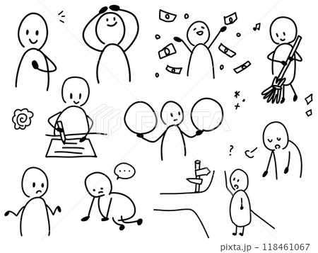 様々な人のゆるいイラストのセット 様々な人のゆるいイラストのセット 118461067