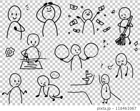 A set of loose illustrations of various people 118461067
