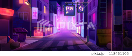 Modern neon city street at night Modern neon city street at night 118461106