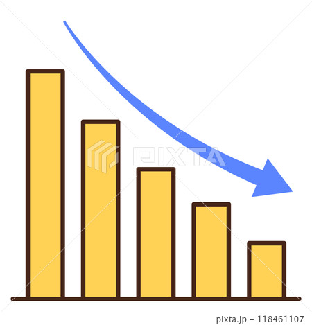 右肩下がりの棒グラフ 右肩下がりの棒グラフ 118461107