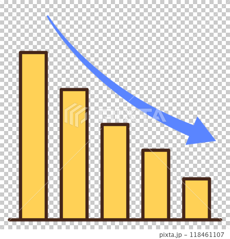 右肩下がりの棒グラフ 右肩下がりの棒グラフ 118461107