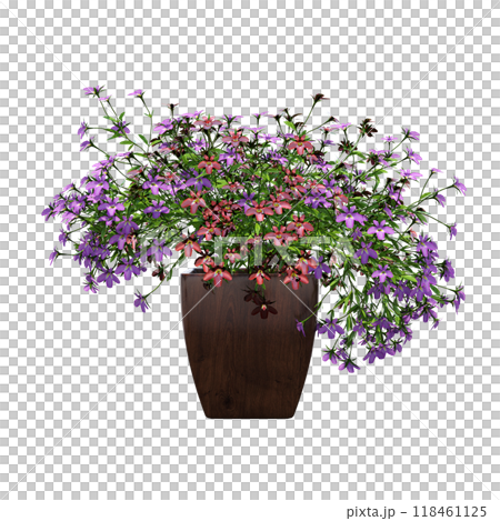 decorative flower in a pot isolate on a transparent background, 3D illustration, cg render decorative flower in a pot isolate on a transparent background, 3D illustration, cg render 118461125