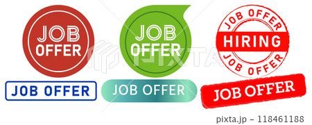 Job offer recruitment advertisement colorful stamp badge occupation application design sticker set label collection 118461188