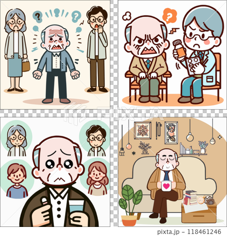 四幅插圖描繪老年癡呆症藥物治療的進展和過程 118461246