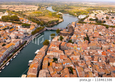 View from drone of French town Agde View from drone of French town Agde 118461386