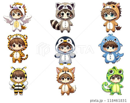 動物の着ぐるみを着たかわいいちびキャラ 動物の着ぐるみを着たかわいいちびキャラ 118461831
