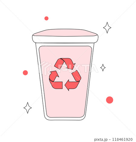 A minimal vector image of a recycling bin with a red recycling symbol, ideal for eco-friendly, waste management, and sustainability themes... A minimal vector image of a recycling bin with a red recycling symbol, ideal for eco-friendly, waste management, and sustainability themes... 118461920