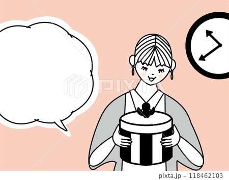プレゼントを手にする女性のイラスト プレゼントを手にする女性のイラスト 118462103