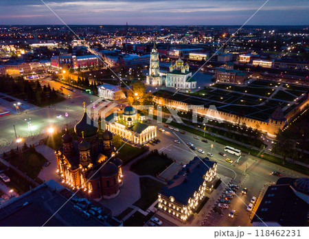 Night aerial view of Tula overlooking Kremlin and Assumption Cathedral Night aerial view of Tula overlooking Kremlin and Assumption Cathedral 118462231