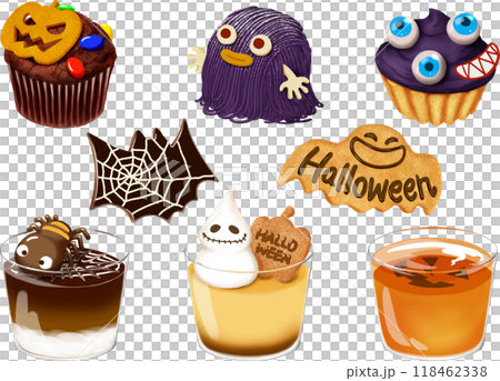 萬聖節糖果品種紙杯蛋糕餅乾果凍布丁慕斯勃朗峰蛋糕 118462338
