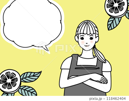 フルーツと女性とフキダシのイラスト 118462404