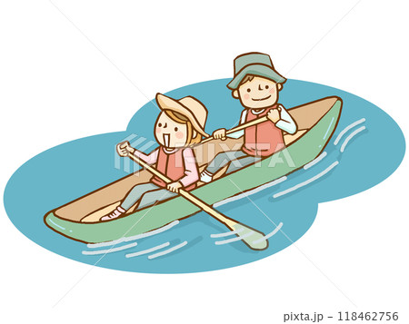 ボートに乗っている夫婦のイラスト 118462756