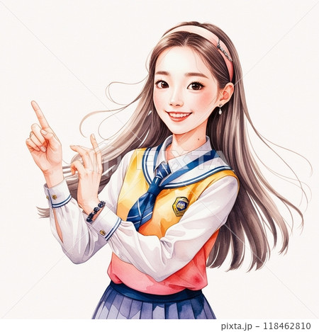 ポイントを説明してる女子学生 118462810