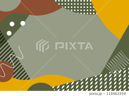 抹茶色のメンフィス和モダンフレーム背景素材 118462839