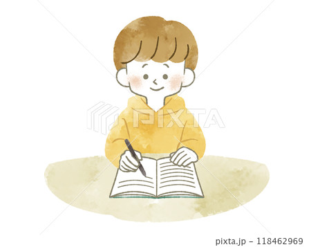 ノートに記入している男性-水彩 118462969